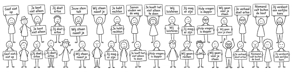 Lijnpoppetjes met boodschappen